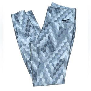 NIKE Dri-Fit Women’s Platinum Gray Cube Print Power Legend Leggings sz US Small